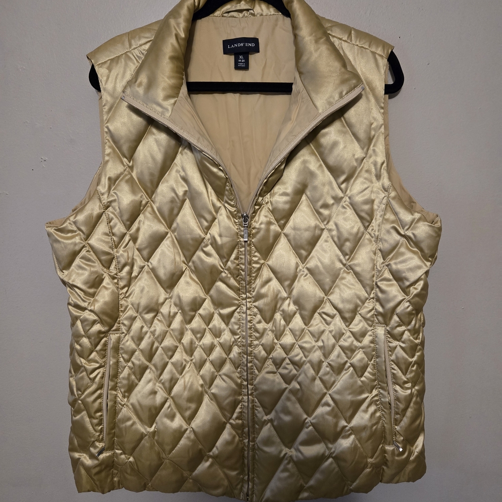 Lands' End Women's Gold Quilted Vest